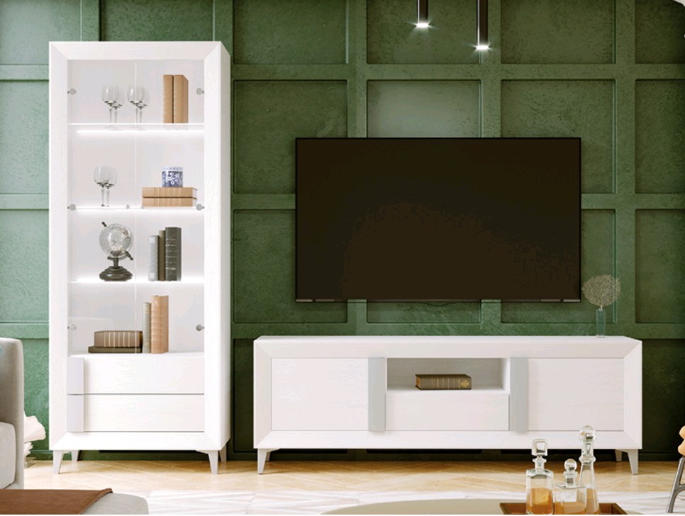 Mueble Bajo TV con 2 Puertas 180cm Lara Puccini y Textil.