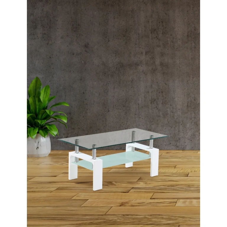 Mesa centro Sama en color blanco con doble cristal