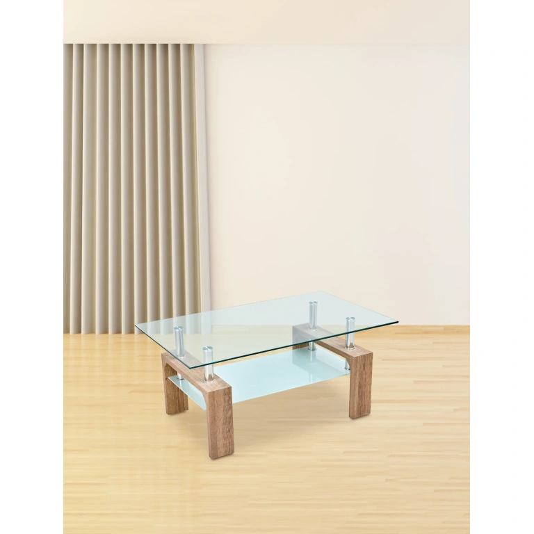 Mesa centro Sama en color cambrian con bandeja de cristal
