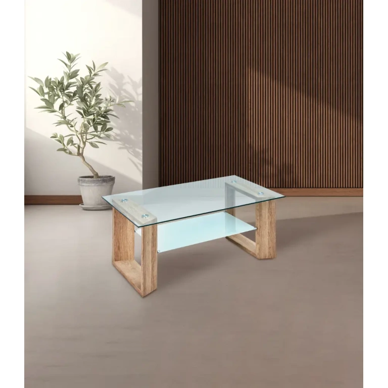 Mesa centro Tara color cambrian con tapa de cristal templado