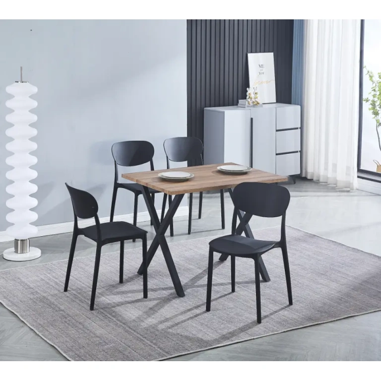 Conjunto de mesa y 5 sillas modelo Videl en color negro para cocina y comedor