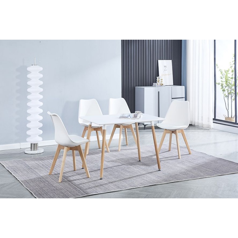 Conjunto Mesa Dinamarca 100 + 4 Sillas Fina blancas