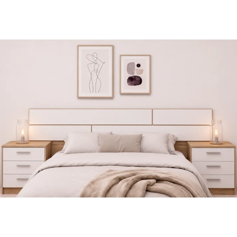 Cabecero Monika 220cm en color cambria-blanco