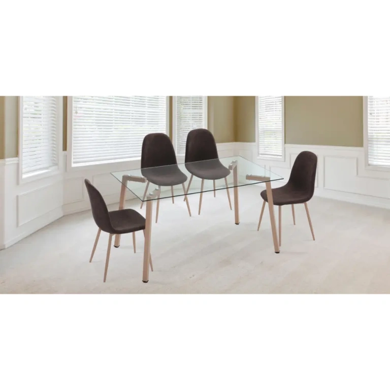 Conjunto de mesa Sullie con 4 sillas Cody tapizadas en chocolate