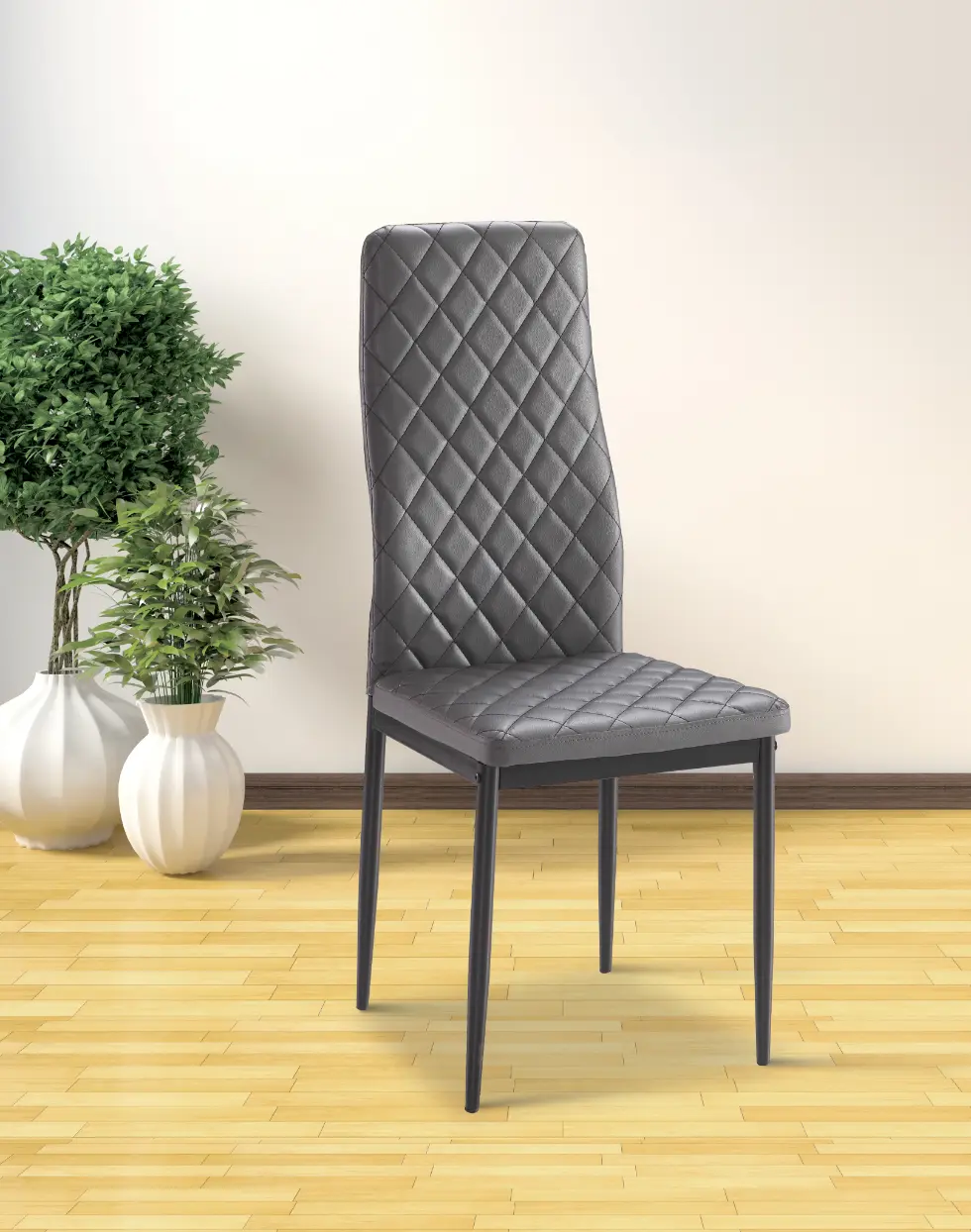 juego-6-sillas-marmol-tapizadas-pu-gris Sillas tapizadas comedor PU gris con patas negras