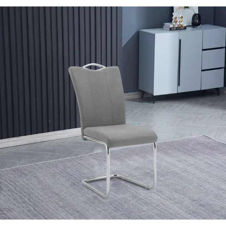 Silla Austria tapizada en marengo con patas cromadas