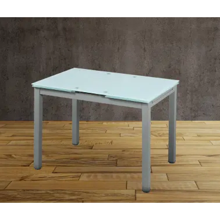 Mesa de cocina extensible 70 cristal blanco patas gris comedor Muebles Juvial