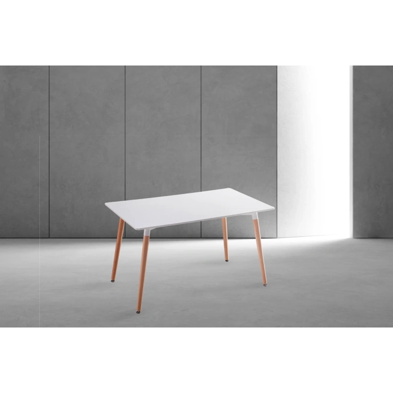 Mesa Dinamarca 100 blanca con patas de madera maciza