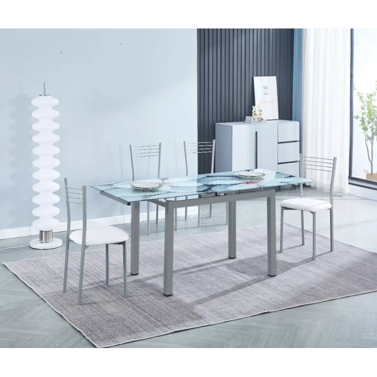 Mesa extensible Flores con 4 sillas mod.20,abierta