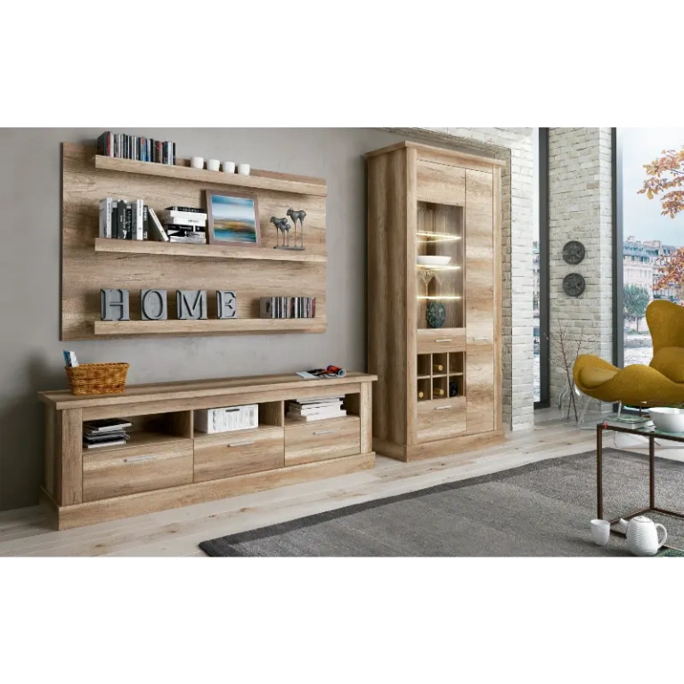 salón Chellén 02 cañón con bajo TV y vitrina LED