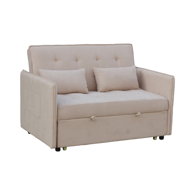 Sofá cama Bilbao de 2 plazas con reposabrazos color beig