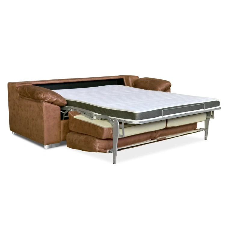 Sofá Cama Italiano Poo desplegado en cama y tapizado en color a elegir