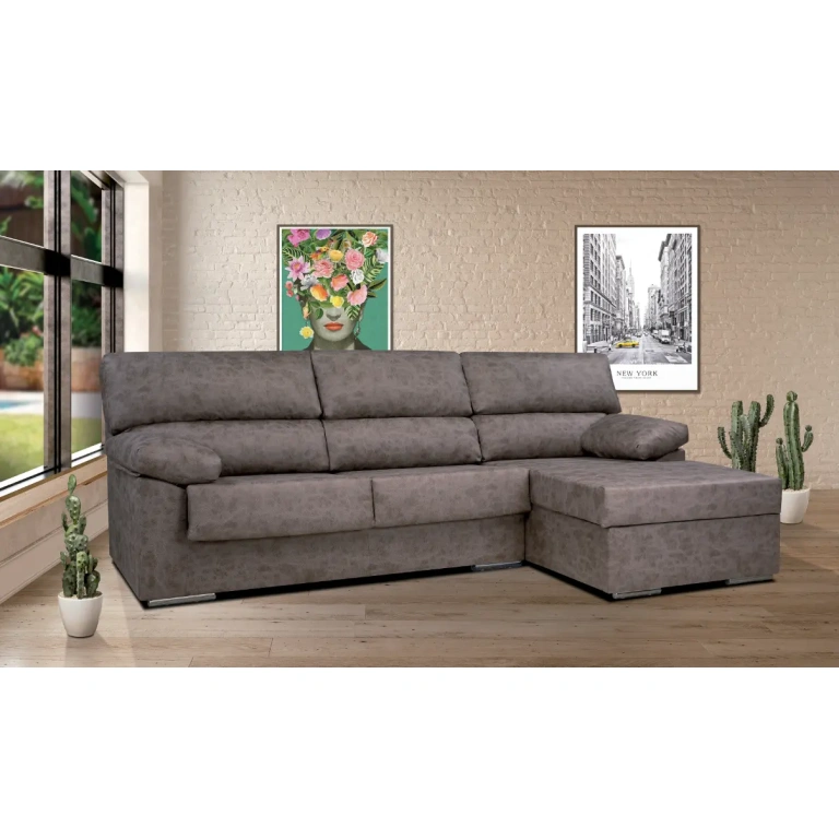 Chaiselongue Rubén en color antracita, elegante y moderna.