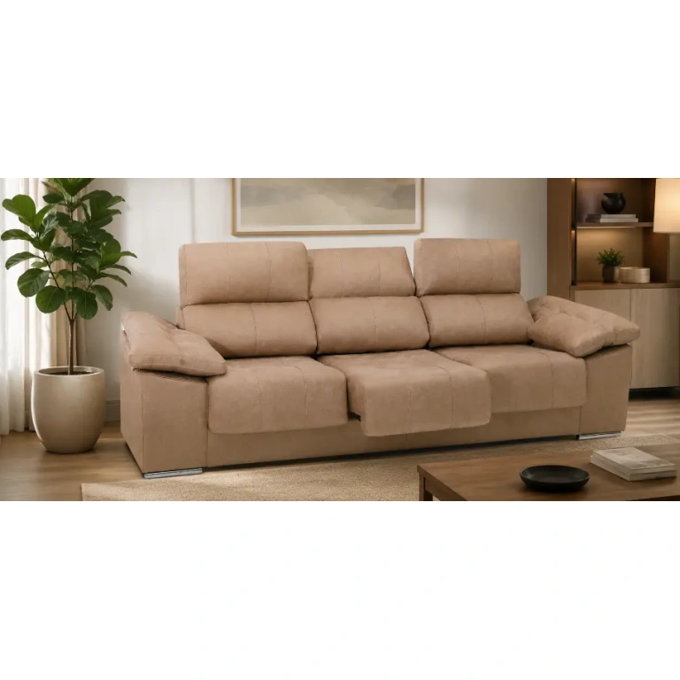 Sofá Lineal Toyota 240 cm camel en salón Muebles Juvial
