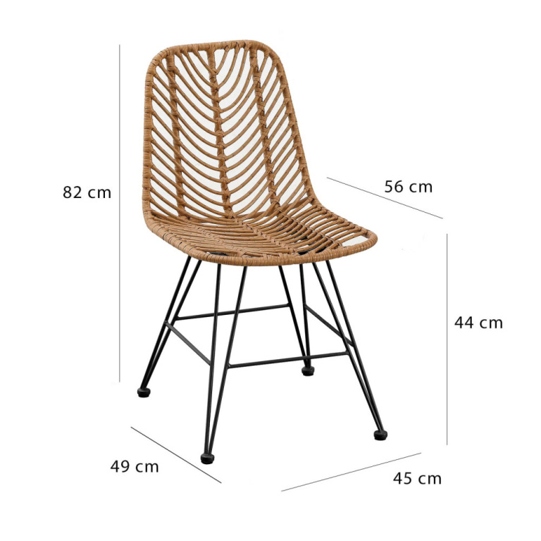 illa de jardín en ratán sintético estilo boho con patas de hierro, ideal para exteriores medidas