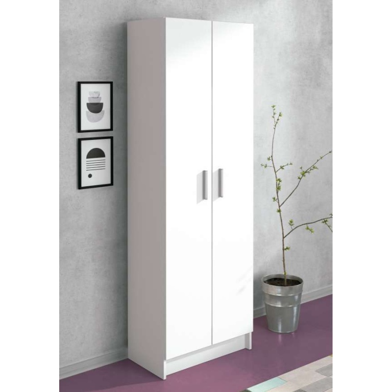 Mueble multiusos 2 puertas Aura en color blanco con 3 estantes y herrajes metálicos