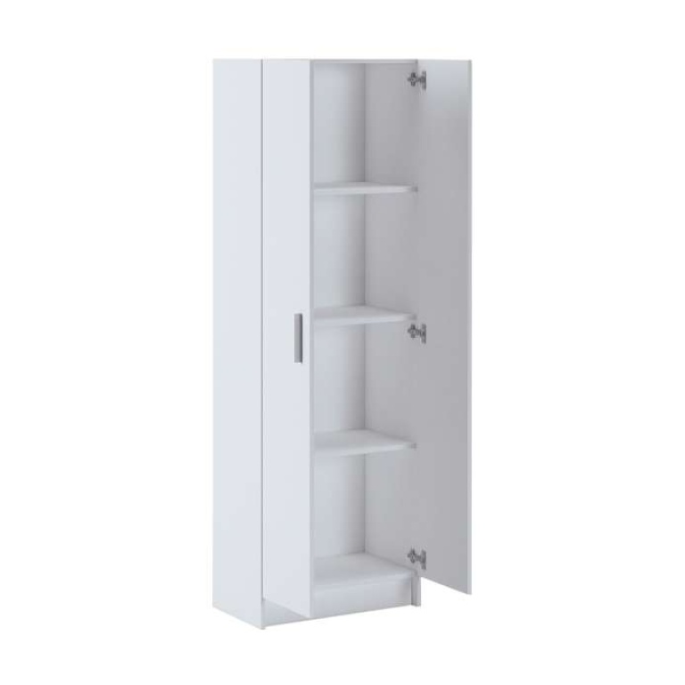 Mueble multiusos 2 puertas Aura en color blanco con 3 estantes y herrajes metálicos,detalle