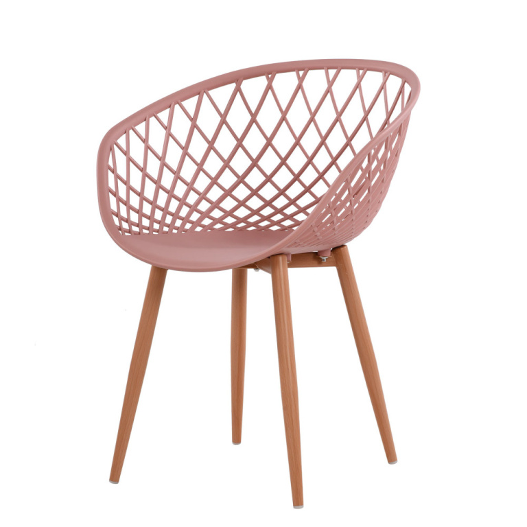 Silla Elegance color rosa con patas de madera de haya