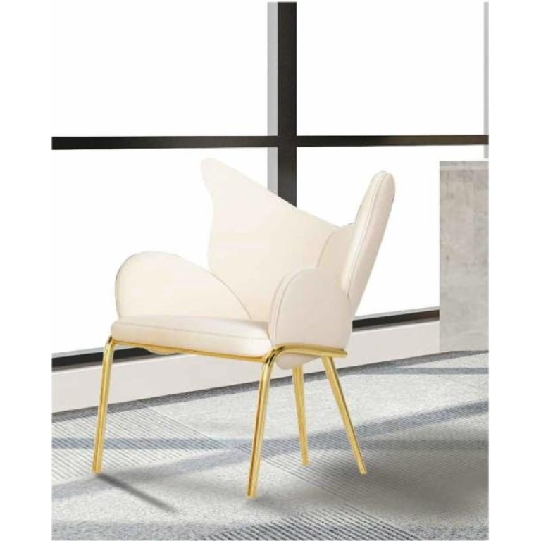 Silla Mariposa Oro con diseño inspirado en mariposas, patas doradas y tapizado elegante, ideal para comedores modernos.