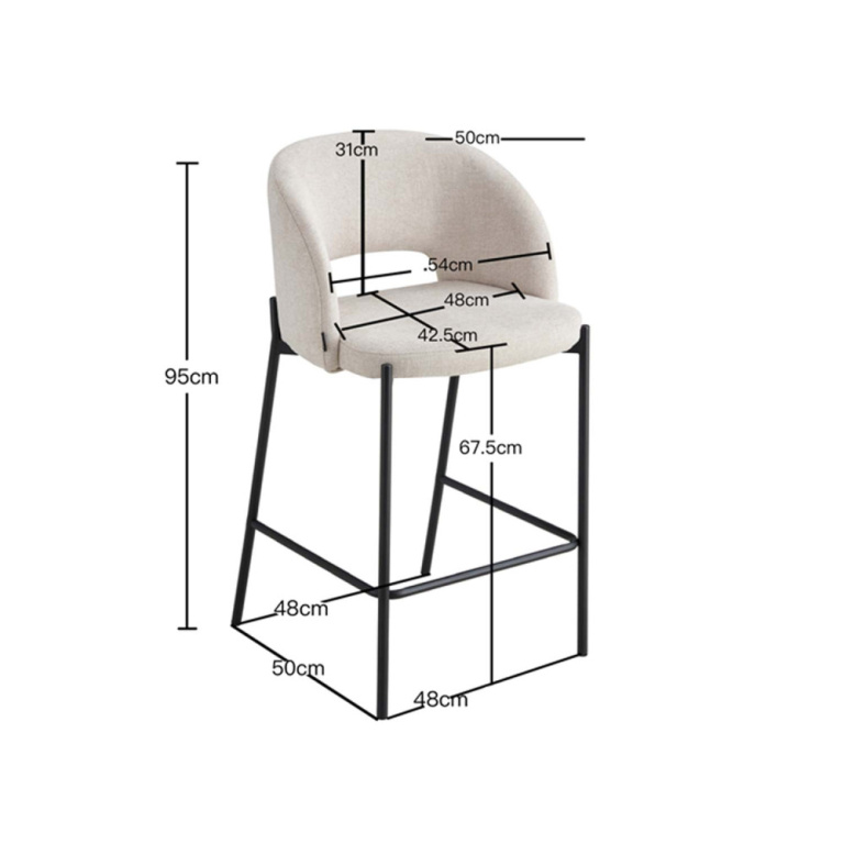 Medidas : Taburete Cronos Arena con asiento color arena y estructura metálica negra