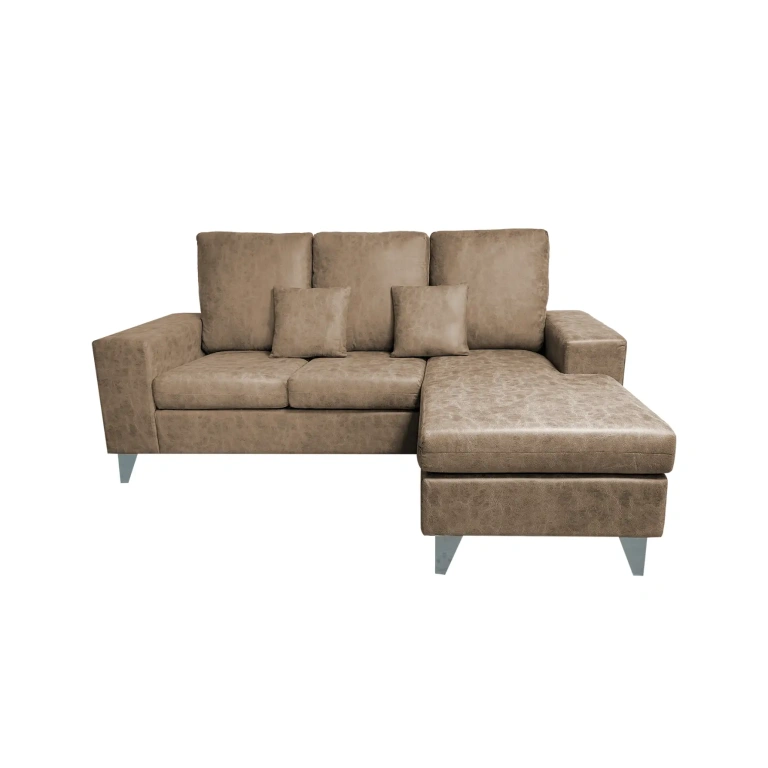 ChaiseLongue Duque reversible tapizado en microfibra Nolia color piedra