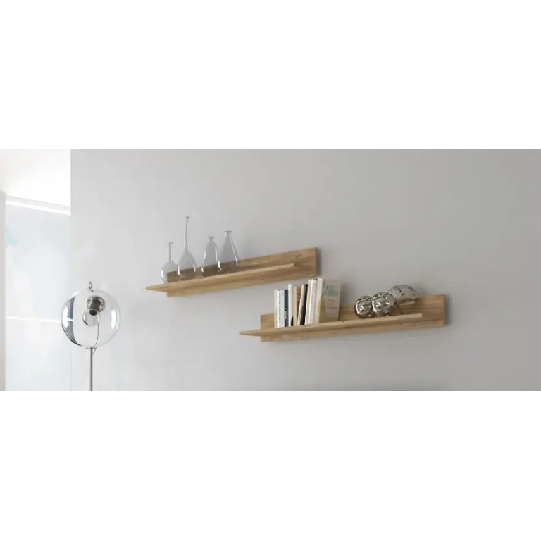 Estante Solana en melamina Mauvella-rayas colocado en pared de salón moderno