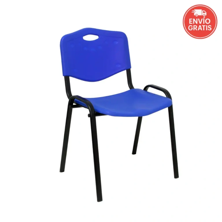 Silla Iso Plastic azul, apilable y resistente,pack de 4 sillas