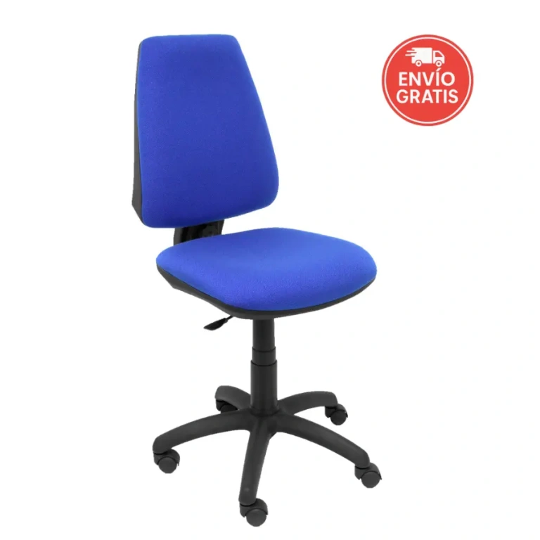 Silla de oficina Elche ergonómica con tapizado BALI azul, mecanismo regulable y base de 5 radios.