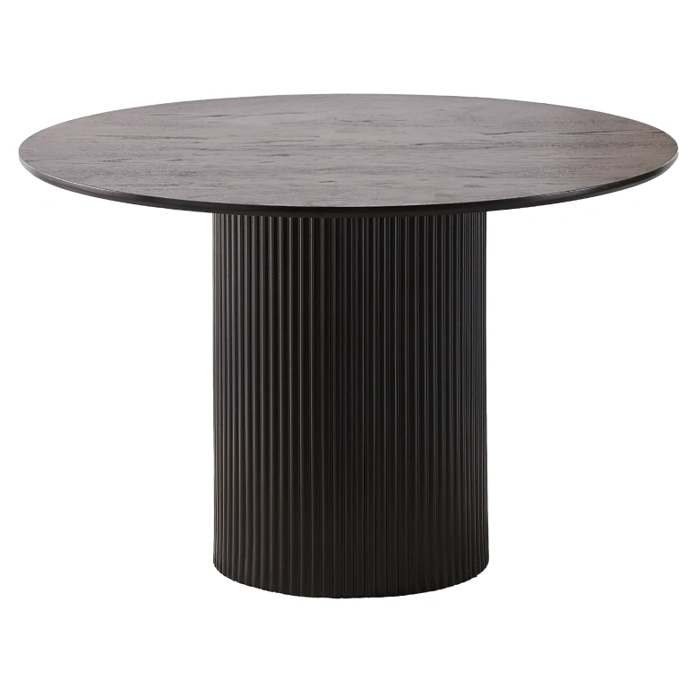 Mesa Boreal negra con diseño moderno y base de listones verticales,sin fondo