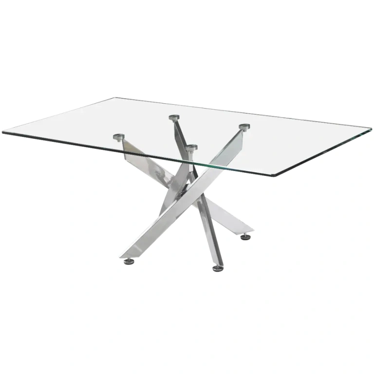 Mesa de centro Alba con cristal templado y patas cromadas