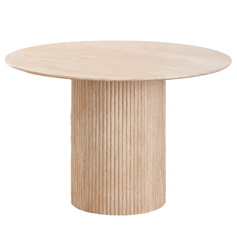 Mesa de comedor Estrella redonda color travertino 120x76 cm,sin fondo