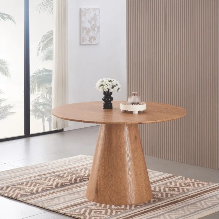Mesa Comedor Horizon redonda de MDF en color roble