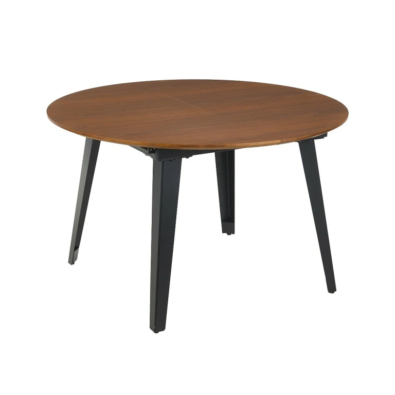 Mesa Comedor Noemí redonda extensible en chapa nogal,sin fondo