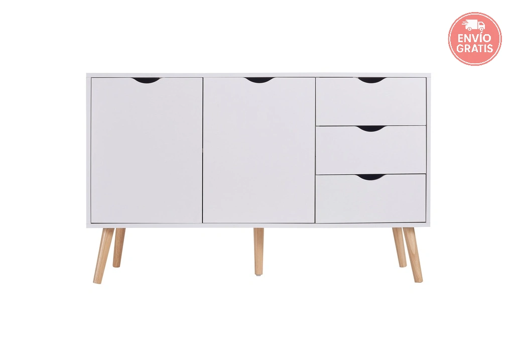 aparador-fiano Aparador Fiano blanco con dos puertas y tres cajones