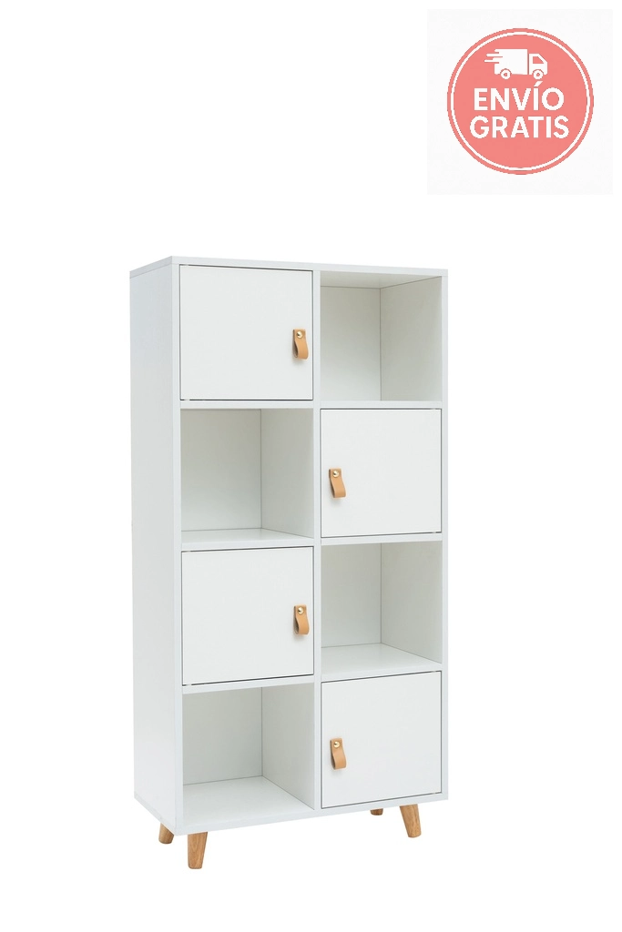 estanteria-anzio-blanca-con-puertas Estantería Anzio blanca con puertas de estilo nórdico.