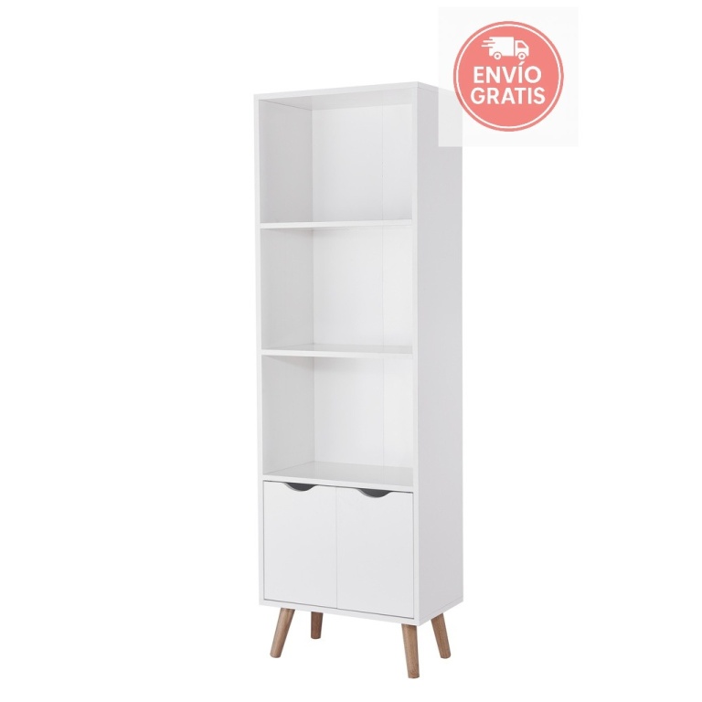 Estantería Fiano blanca 2 puertas moderna para salón