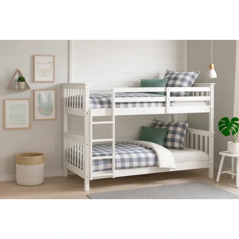 Litera Camila de pino macizo blanca 90x190 cm