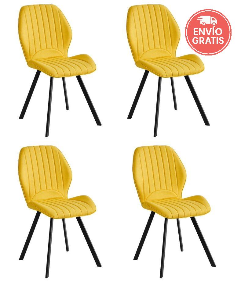 pack-4-sillas-delaware-mostaza Pack 4 Sillas Delaware Mostaza tapizadas con patas metálicas negras