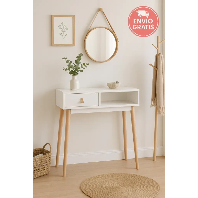 Recibidor Anzio 1 cajón blanco moderno