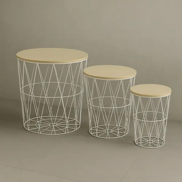 set-3-mesas-auxiliares-redondas-marina-blancas Set mesas auxiliares redondas Marina con estructura blanca