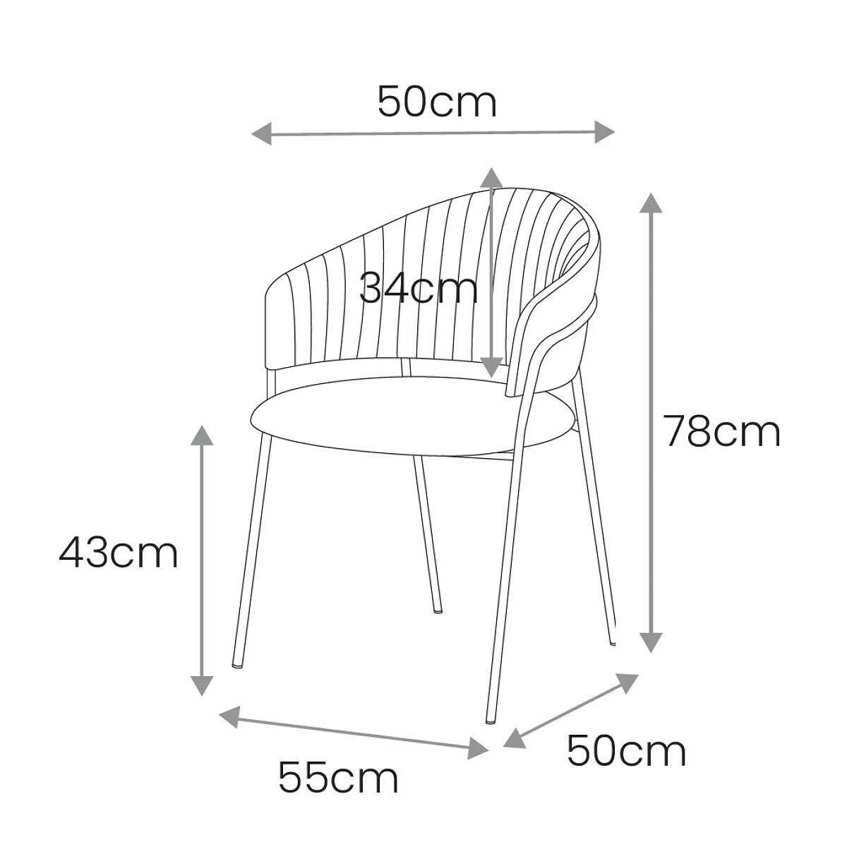 sillon-leonor-perla-medidas medidas Sillón Leonor tapizado elegante y cómodo