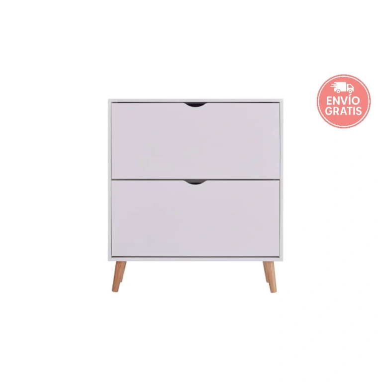 Zapatero Fiano blanco con patas de madera natural