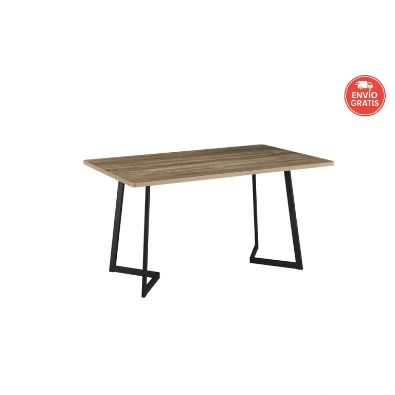 Mesa comedor Ambler moderna de melamina y metal negro