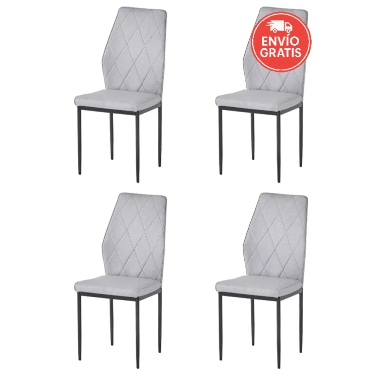Silla Ambler color gris ceniza tapizada con patas metálicas
