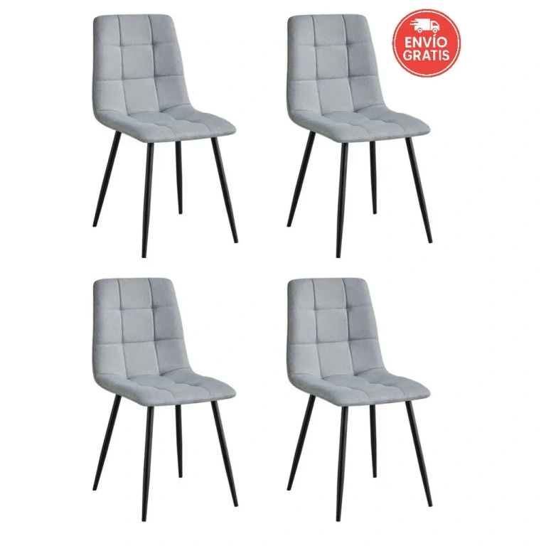 Silla Portland gris ceniza Patas y estructura en acero pintado en epoxi negro