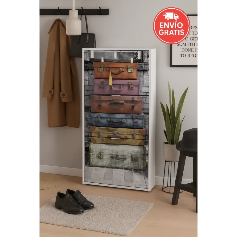 zapatero 3 trampones maletas blanco