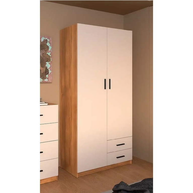 Armario ELBA 2 puertas y 2 cajones acabado madera Mauvella y beig