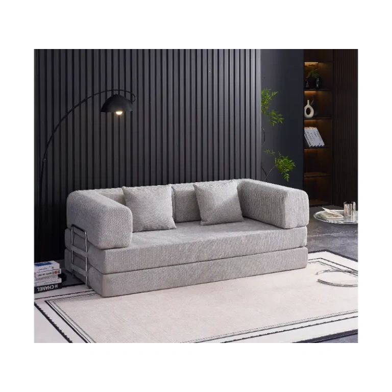 Sofá cama Oslo multifuncional convertible en cama color gris.