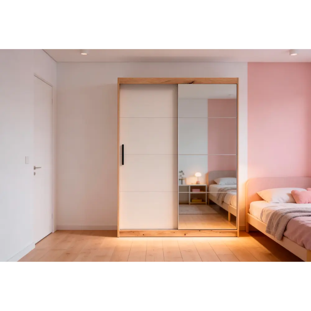 armario-2-puertas-correderas-con-espejo-inova-150 Armario 2 puertas correderas con espejo Inova en dormitorio moderno medida de 150 cm