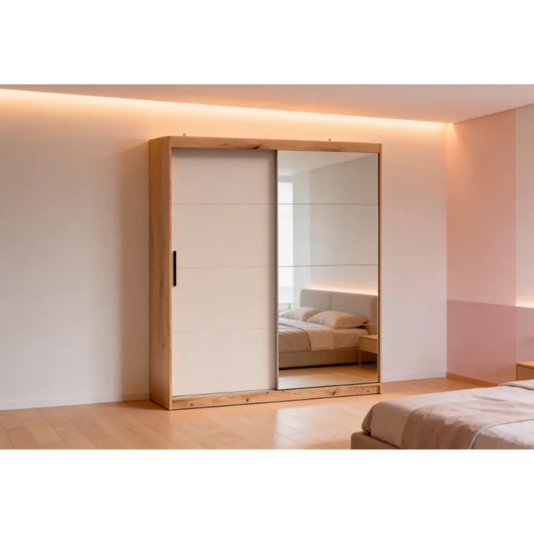 Armario 2 puertas correderas con espejo Inova en dormitorio moderno medida de 200cm